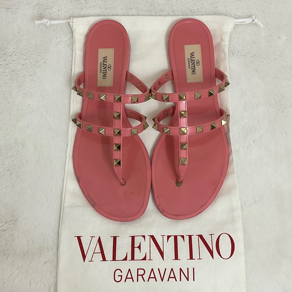 Valentino Garavani Pink Rock Studded Jelly Sandals w/Dust Bag